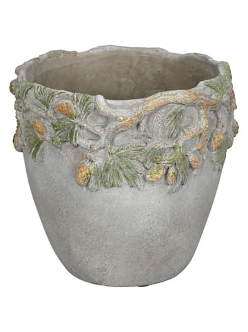 Plantenpot crème/groen - (H)21 x Ø 20 cm