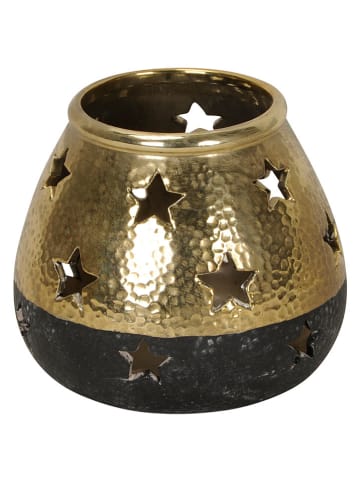 Windlicht in Gold/ Schwarz - (H)16 x Ø 18,5 cm 