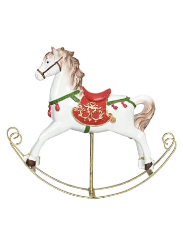 Dekoracja "Rocking Horse" w kolorze biało-czerwonym - wys. 23 cm