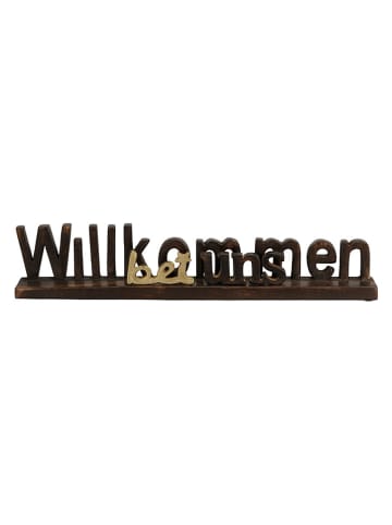 Deko-Schriftzug "Willkommen Bei Uns" in Schwarz/ Gold - (B)56 x (H)11 cm