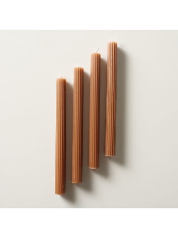 4er-Set: Stabkerzen "Classic" in Hellbraun - (H)25 cm