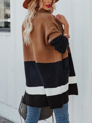 Cardigan in Hellbraun/ Dunkelblau