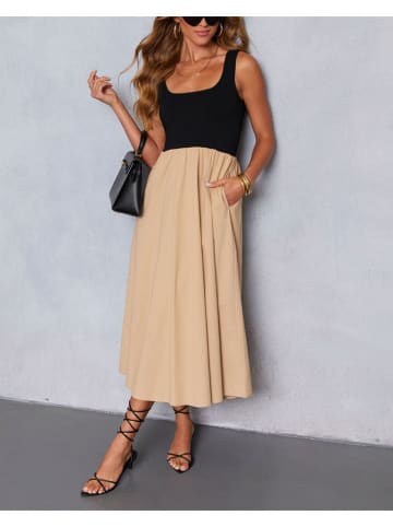Kleid in Schwarz/ Beige