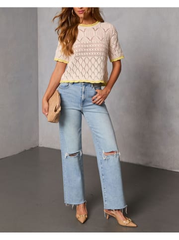 Pullover in Creme/ Gelb
