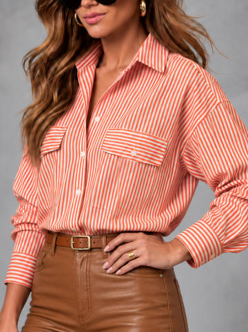Hemd in Orange/ Creme