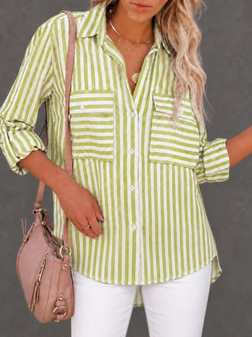 Blouse citroengroen/wit