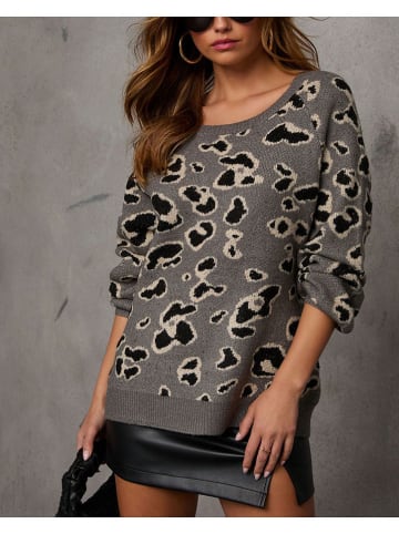 Pullover in Grau/ Schwarz/ Creme