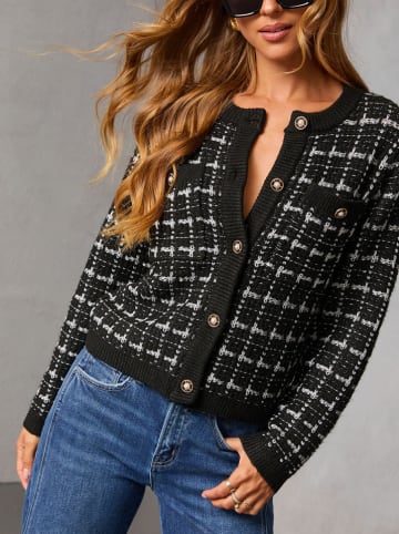 Cardigan in Schwarz/ Hellgrau