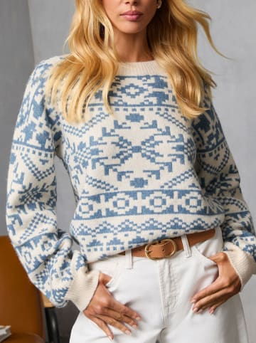 Pullover in Creme/ Blau