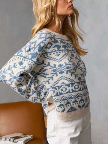 Pullover in Creme/ Blau