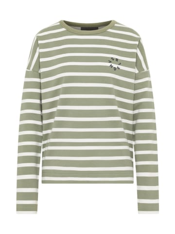 Longsleeve "Elva" in Grün/ Weiß