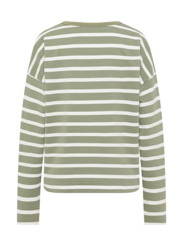 Longsleeve "Elva" in Grün/ Weiß