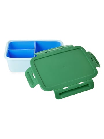 Lunchbox in Blau/ Grün - (B)21 x (H)7,5 x (T)14 cm