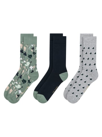 3er-Set: Socken in Dunkelblau/ Grün/ Grau