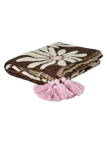 Plaid "Flowers" in Braun/ Beige - (L)150 x (B)125 cm
