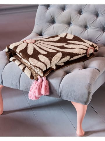 Plaid "Flowers" bruin/beige - (L)150 x (B)125 cm