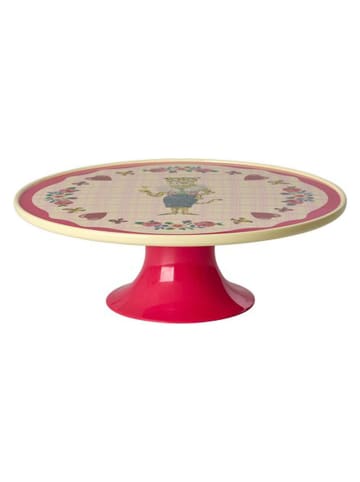 Taartstandaard "Nathalie Lété" rood/crème - (H)11,5 x Ø 29,5 cm