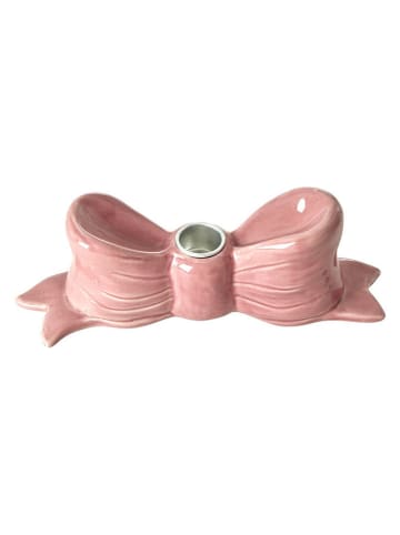 Świecznik "Bow" w kolorze jasnoróżowym - 21 x 8 cm