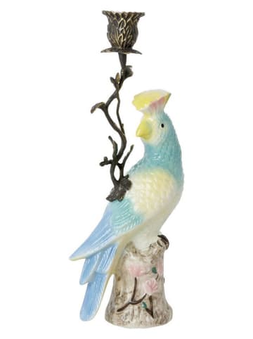 Świecznik "Bird" w kolorze błękitno-kremowym - wys. 33 cm