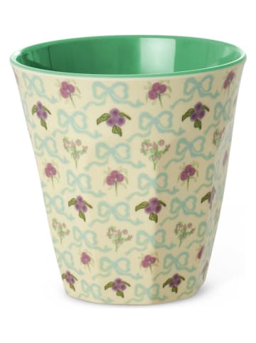 Kubek jumbo "Bouquet" w kolorze kremowo-zielonym - 250 ml