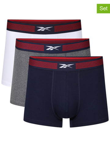 3er-Set: Boxershorts "Abel" in Dunkelblau/ Weiß/ Grau