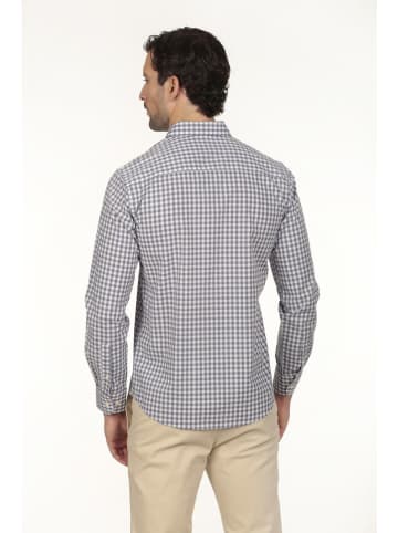 Blouse grijsblauw/wit