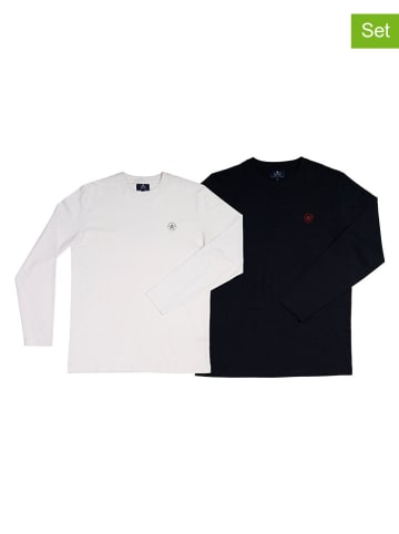 2er-Set: Longsleeves in Weiß/ Schwarz