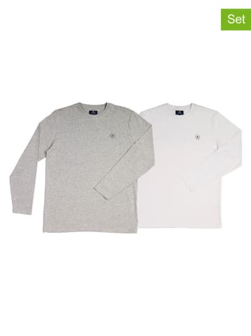 2-delige set: longsleeves grijs/wit