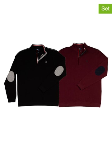 2-delige set: longsleeves zwart/bordeaux