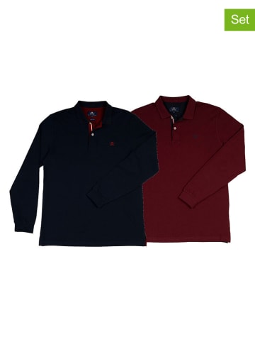 2er-Set: Poloshirt in Dunkelblau/ Bordeaux