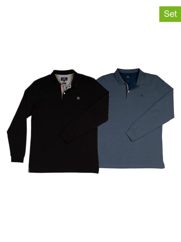 2-delige set: poloshirts zwart/blauw