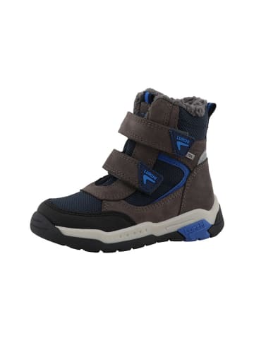 Leder-Winterstiefel "Norris 1" in Anthrazit/ Blau