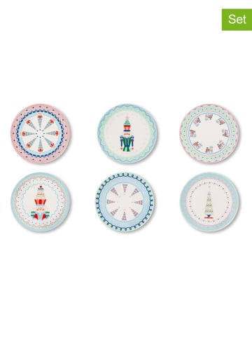 Talerzyki deserowe (6 szt.) "Xmas Sweet Pastels" ze wzorem - Ø 20,5 cm