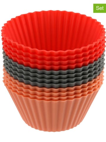 Silikonowe foremki (12 szt.) w kolorze czarno-czerwonym do muffinek - Ø 4 cm