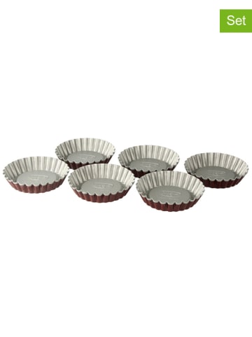 12er-Set: Torteletts "Classic" in Grau/ Rot - Ø 10 cm
