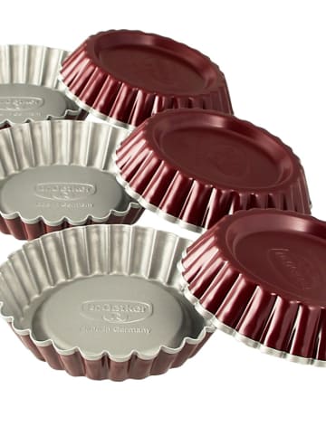 12er-Set: Torteletts "Classic" in Grau/ Rot - Ø 10 cm