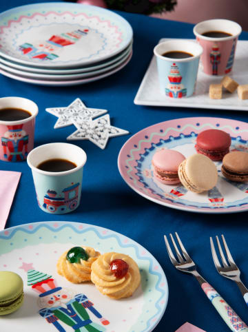 Widelczyki deserowe (6 szt.) "Xmas Sweet Pastels" ze wzorem - dł. 15 cm