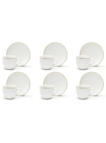 6er-Set: Kaffeetassen "Gold" in Weiß/ Gold - 70 ml
