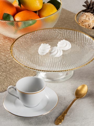 6tlg. Kaffeegeschirr-Set "Gold" in Weiß