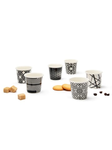 6er-Set: Kaffeetassen in Schwarz/ Weiß - 90 ml