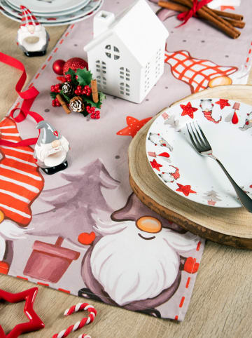 Tafelloper "Gnome" grijs/rood - (L)140 x (B)45 cm
