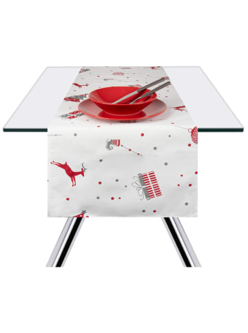 Tischläufer "Christmas" in Weiß/ Rot - (L)140 x (B)40 cm
