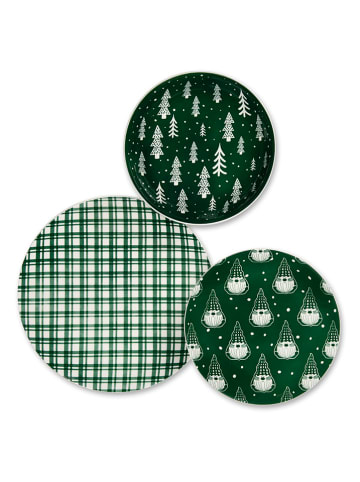 18-częściowy zestaw talerzy "Green Winter" w kolorze zielonym