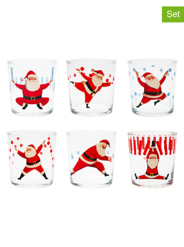 6-delige set: glazen "Babbo Zen" transparant/rood - 350 ml