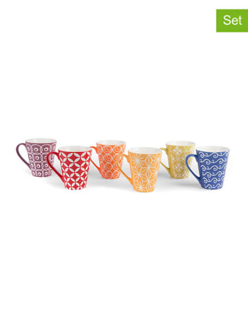 6-delige set: koffiekoppen "Etnika" meerkleurig - 275 ml