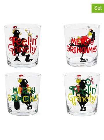 4-delige set: glazen "Grinch" rood/groen - 350 ml