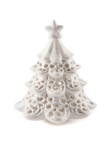 Teelichthalter "White Home" in Weiß - (H)15,5 x Ø 12,5 cm