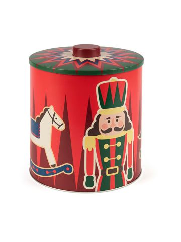 Plätzchendose "Vintage Christmas" in Rot/ Grün - (H)20 cm