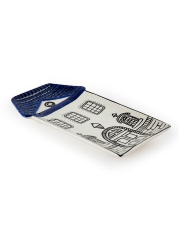 Besteckteller "Innsbruck" in Blau/ Weiß - (B)12 x (H)20 cm