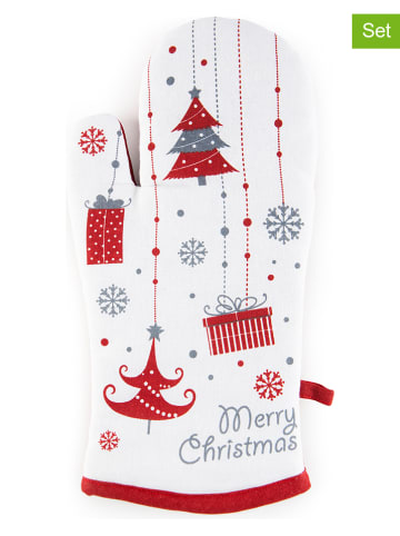 Rękawica kuchenna "Merry Christmas" w kolorze czerwono-białym - 32 x 18 cm